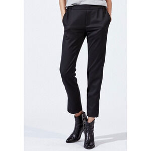 Nili Lotan 6 Chelsea 100% Virgin Wool Pants Elastic Waist Crop Pull On Black